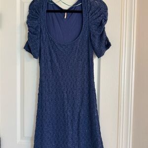 Free People Blue Textured Dress